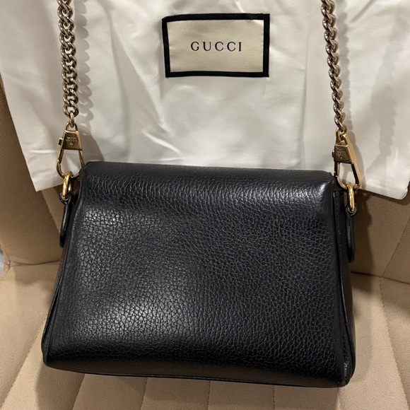 Gucci Crossbody Black Dollar Leather Interlocking GG Chain Bag - Picture 8 of 17